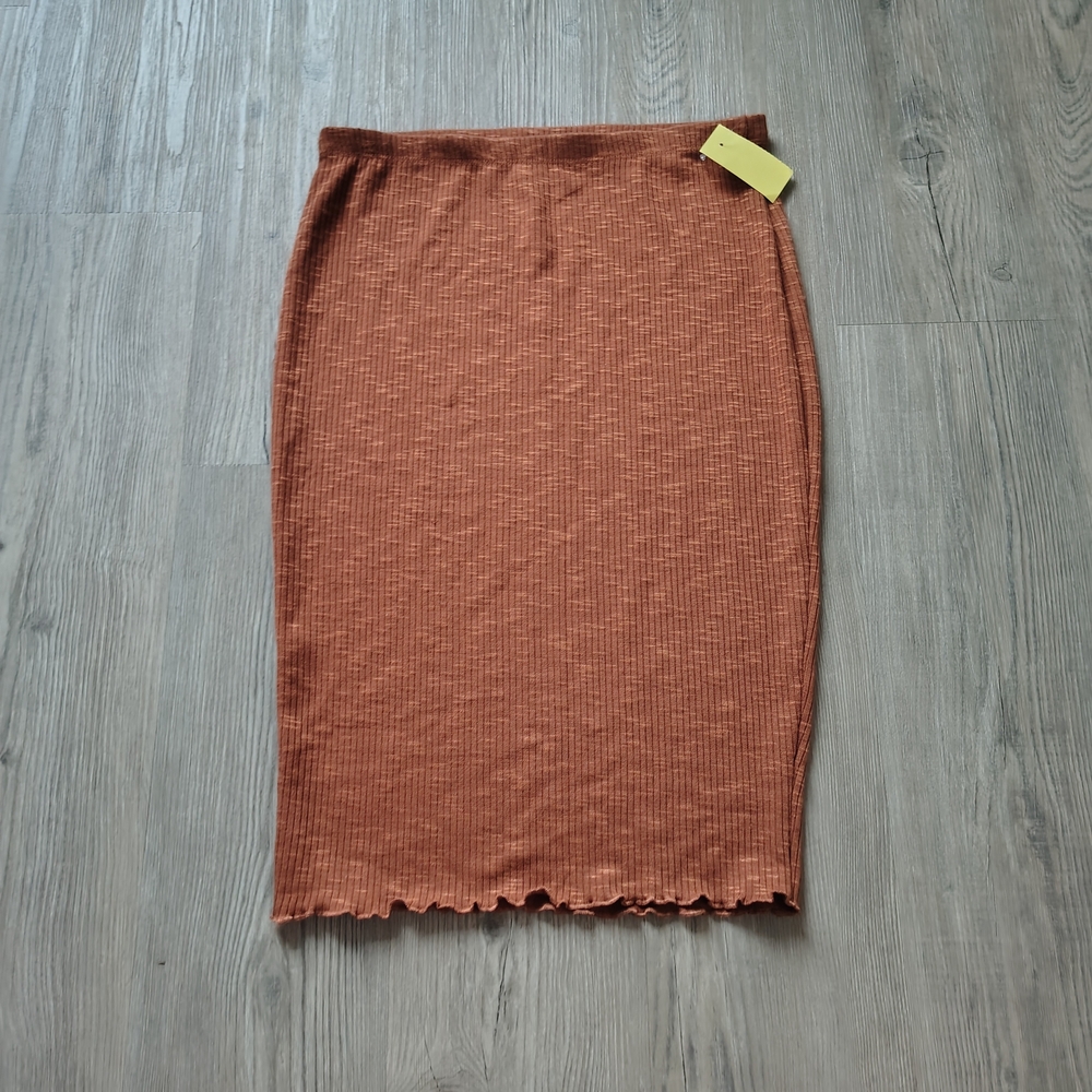 Bozzolo Cinnamon Ribbed Pencil Skirt